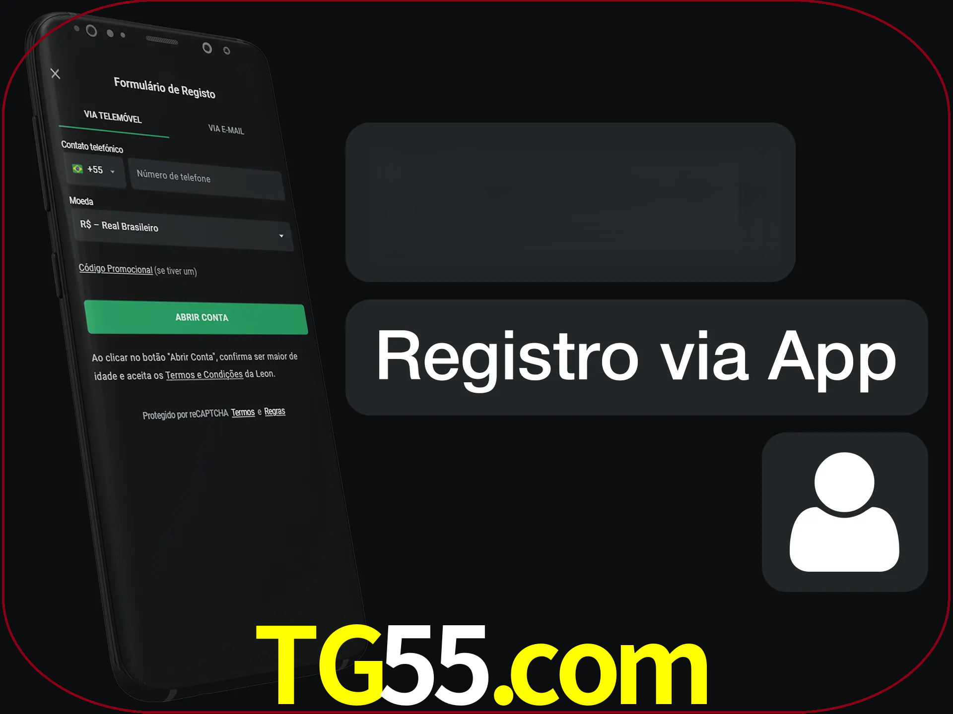 Registre-se com duas etapas usando o aplicativo.