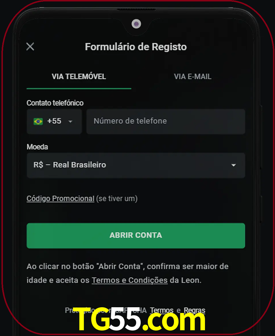 Abra o aplicativo e inicie o processo de registro.