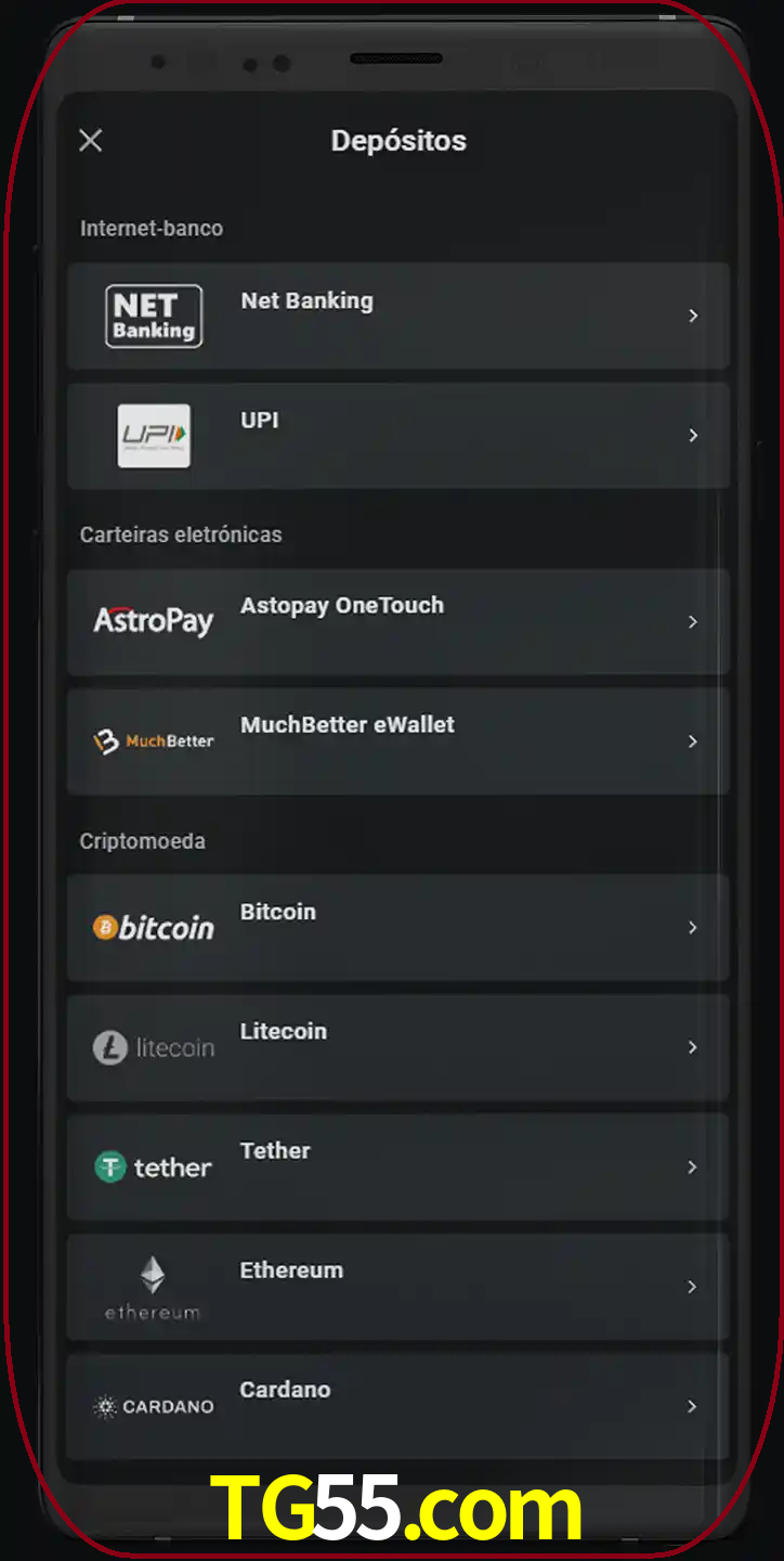 Você pode usar métodos alternativos de depósito.